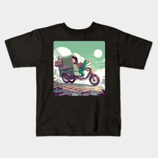 Frog on cargo bike Kids T-Shirt